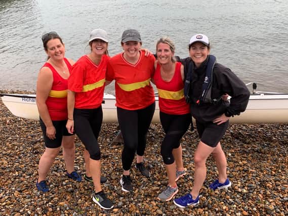 Hastings and St Leonards RC’s Ladies Novice four crew, from left, Marie Paine, Aoife Murphy, Casey Hoepner, Gemma Clarke and cox Maddie Dunn