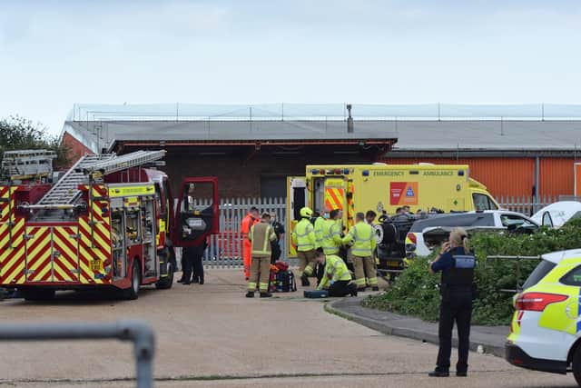 Emergency services at the scene of an incident in Eastbourne. Photo: Dan Jessup