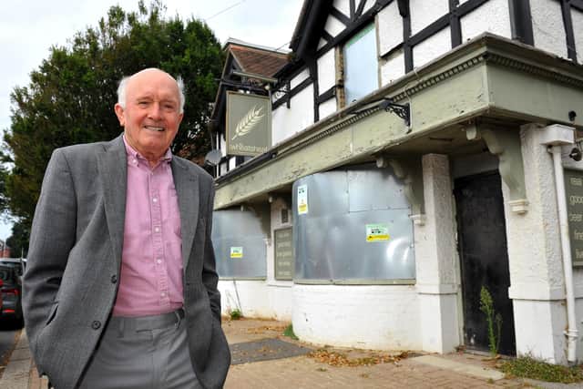 Mike Tyler is hoping to start a campaign to revitalise the closed Wheatsheaf Pub adjoining the library as an International Centre for Worthing. Pic S Robards