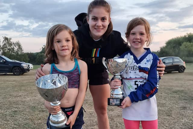 Holly and Poppy Bishop with BMX Olympic, British and world champion
 Bethany Shriever