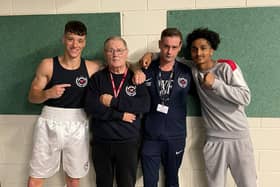 Horsham Boxing Clubs Marley Bygrave (left) and Rohith Jose (right) enjoyed a great night in Andover