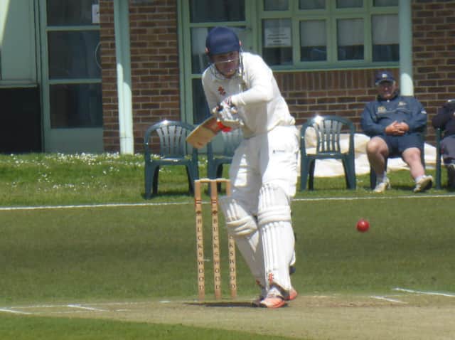 Harry Scowen lead the charge with the bat for Hastings & St Leonards Priory in their crucial win over Eastbourne. Picture by Simon Newstead
