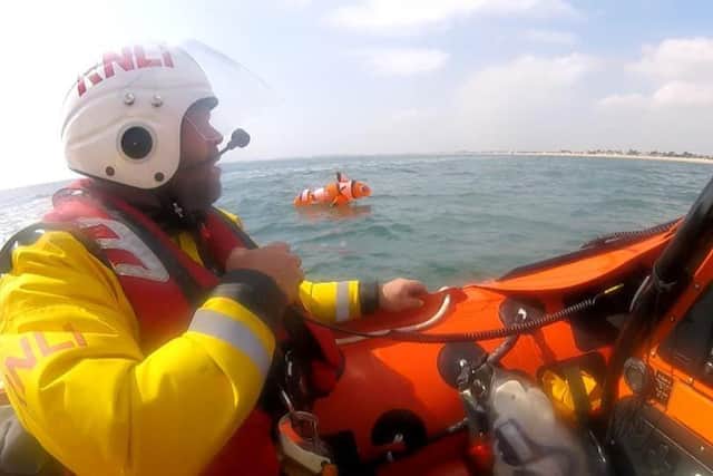 Reports of a child drifting out to sea on an orange inflatable were deemed to be a 'false alarm' after an extensive search on Friday. Photo: RNLI Selsey