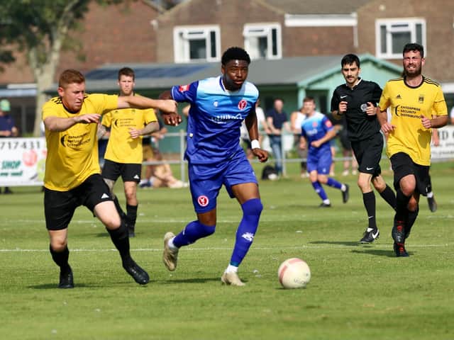 Whitehawk, in blue, on their way to winning at Littlehampton / Picture: Martin Denyer