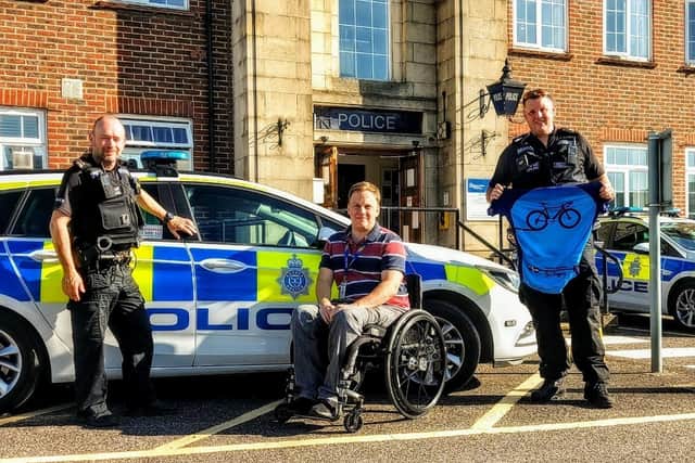 Darren Triggs' colleagues are set to cycle from Lands End to Chichester Police Station. Photo: Arun Police