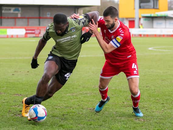Action from last season's clash between Crawley Town and Colchester United. Picture by Jamie Evans/UK Sports Images Ltd