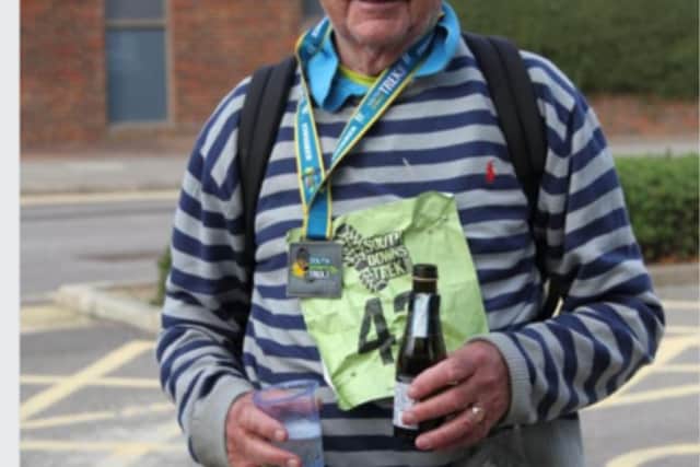 Stuart Morris pictured last year after he took part in the South Downs Trek