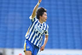 Albion striker Geummin Lee celebrates her goal against West Ham