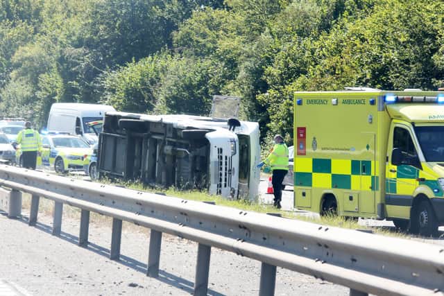 Police were called to the A23 at about midday on Wednesday (September 8) after reports of an overturned motorhome.