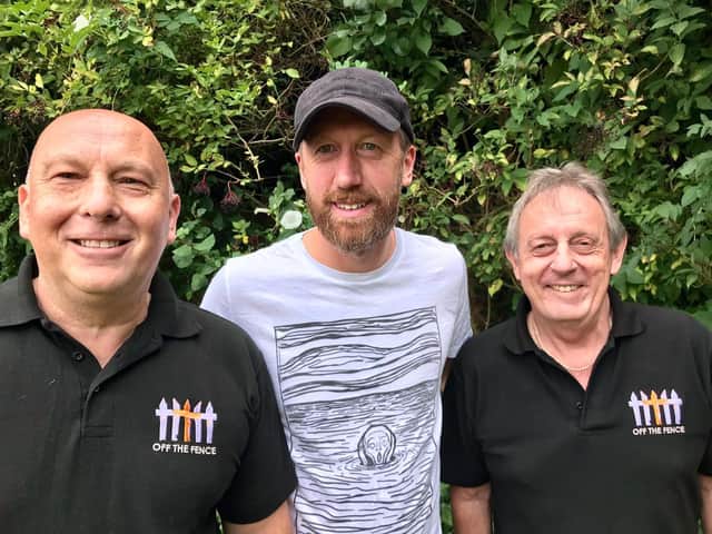 Graham Potter (Brighton and Hove Albion manager) is also a patron and went along to the event organised by his wife Rachel. 
Graham is pictured with Paul Young and Roy Stannard from Off the Fence