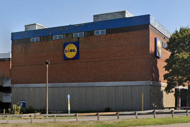 The former Lidl building in The Martlets, Burgess Hill, is being used to create a set for the second series of Grace on ITV. Picture: Google Street View.