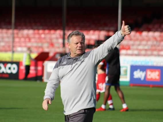Manager John Yems said Crawley Town are 'far from the finished article' after their dramatic 2-1 home win over Carlisle United in League Two this (Saturday) afternoon. Picture by Cory Pickford