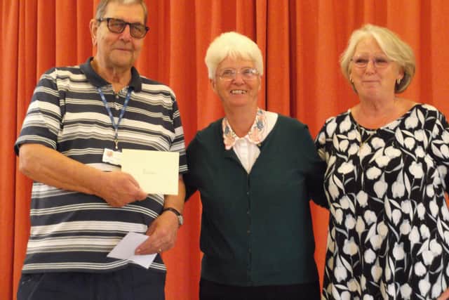 Brian Knight, MBE, chairman of the Friends of Bognor Hospital, with Janet Norton and Liz Nicholls of the West Meads Coffee and Chat Club. Photo:  Friends of Bognor Hospital