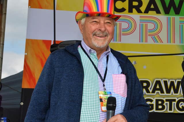 Councillor Chris Mullins, Cabinet member for Wellbeing at Crawley Borough Council, at Pride. Picture by Jon Rigby