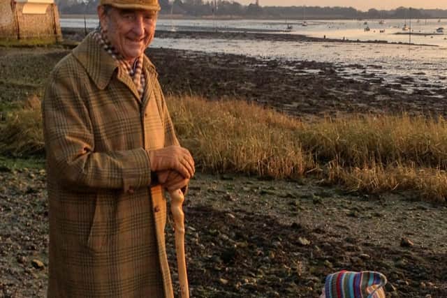 John Rank pictured with one of his 'great-grand' nieces while walking in Bosham