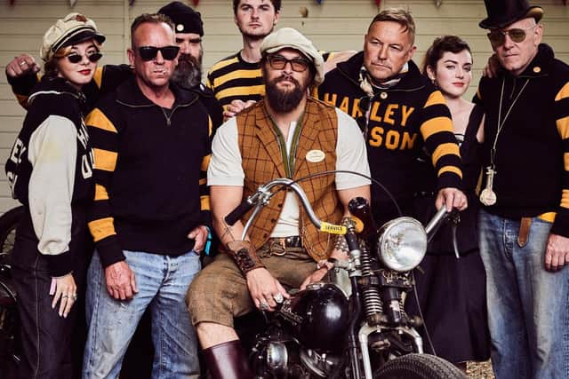 Actor Jason Momoa meets the Hornets, the Goodwood Revival vintage motorcycle gang at the Goodwood Motor Circuit in West Sussex.

Picture: Jonathan James Wilson