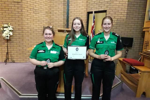 St John Ambulance award winners Anya Windust, Tilly Russell and Alice Danahay