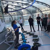 A briefing was held in the i360 tower before fundraisers made the 162m jump. Picture by Kate Henwood Photography