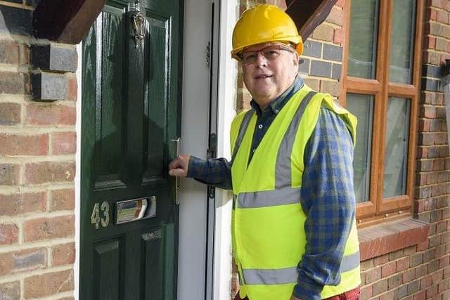 Cabinet member Alan Sutton at Freeland Close, Chichester, where the district council is providing new short-stay accommodation for people facing homelessness (Photo b Allan Hutchings Photography)