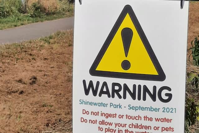 The warning sign in Shinewater Park, Eastbourne. Picture from Eastbourne Borough Council SUS-210922-101926001