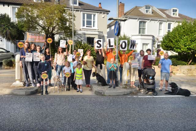 Springfield Road Traffic Action Group pictured in Springfield Road, St Leonards. SUS-210921-163203001