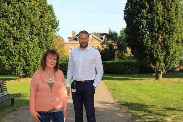 Councillor Claire Vickers with council head of community services Rob Jarman in Horsham Park - 'it's a safe place' SUS-210922-112124001