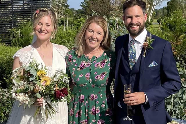 Jane Blackman, an award-winning humanist celebrant from Rustington, with one of her recent wedding couples