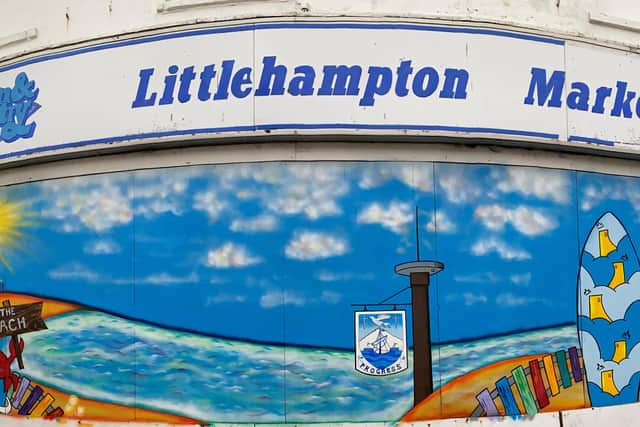 The mural, entitled ‘Welcome to Our Town’, has been created by local artists Staci Mendoza and Ben Cavanagh and depicts many of Littlehampton’s iconic landmarks. Photo from Arun District Council