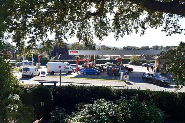 Cars were queueing at the Tesco petrol station in  Storrington today, as well as at Tesco's, Broadbridge Heath, and at Sainsbury's in Worthing Road, Horsham
