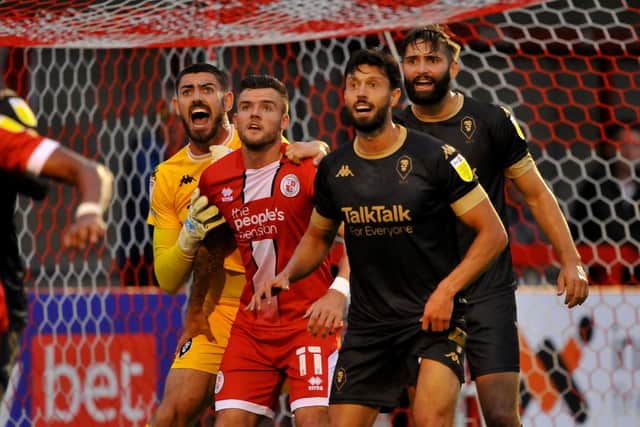 Action from Crawley Town's 2-1 home win over Salford City on August 17. Picture by Steve Robards