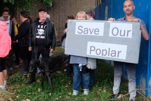 Residents campaigning against the loss of the poplar tree in Brighton Road, Shoreham