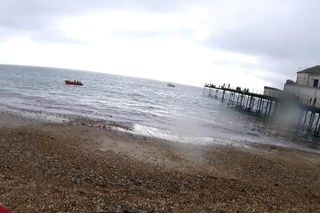 A member of the public reported their concerns for an elderly lone sailor on board a yacht close to Bognor Pier. Photo: RNLI Selsey Lifeboat Station