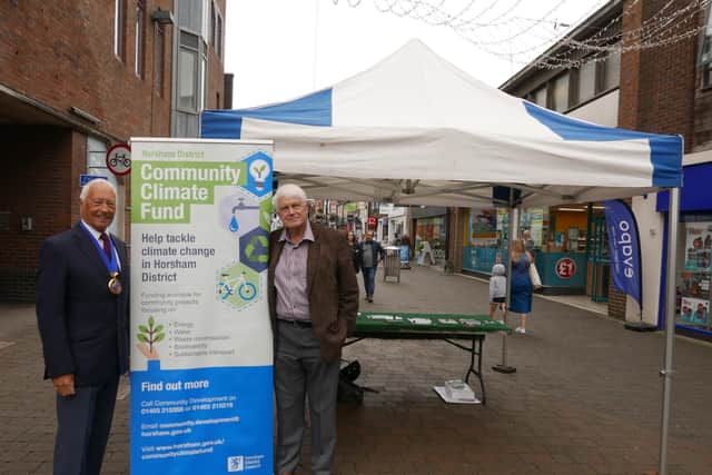 Horsham District Council chairman David Skipp and Councillor Philip Circus at the Big Green Week stall