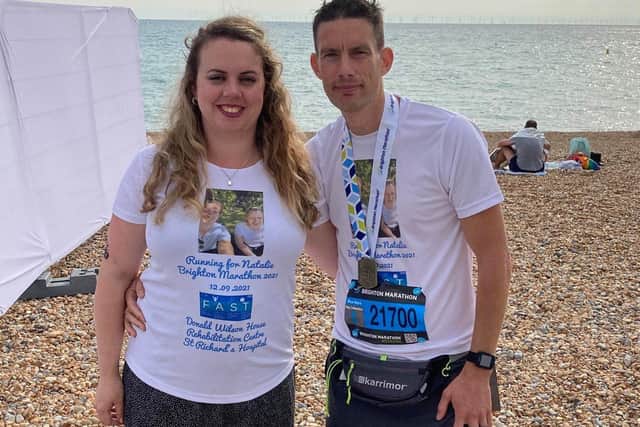 Matthew Brunton and his wife Maria at the Brighton Marathon 2021