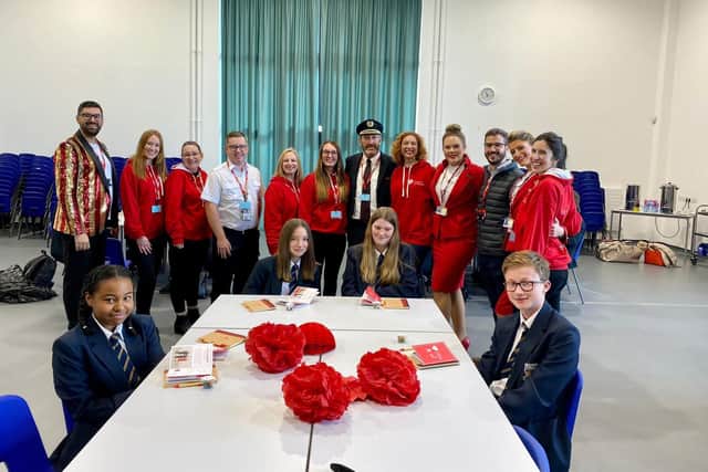 Virgin Atlantic met students at Thomas Bennett Community College to kick off its Passport to Change, a year-long work experience, on Wednesday. Pictures courtesy of Virgin Atlantic