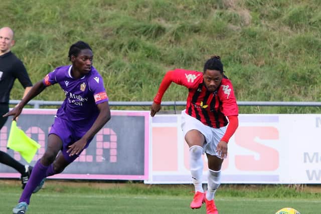 Action from Saturday's clash at The Dripping Pan between Lewes and Hornchurch