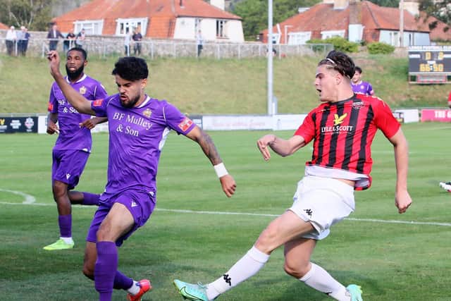 Tony Russell was less than impressed with Lewes' defending in their 3-1 home defeat to Hornchurch in the Isthmian Premier on Saturday, but said the majority of his players played well. Pictures by Angela Brinkhurst