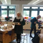 Millais students taking part in the engineering 'building bridges' experience