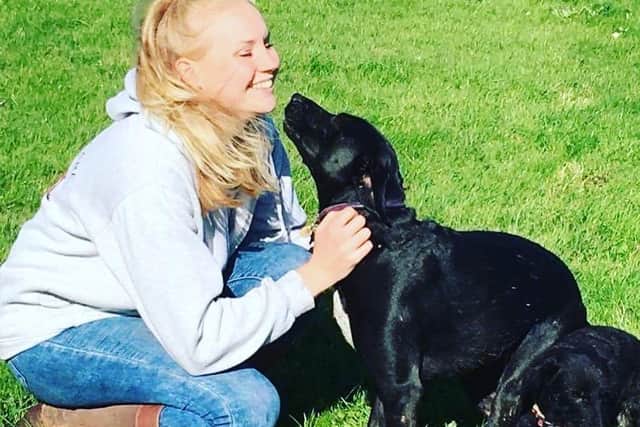 Lucy Langmead with rescue dog Luna