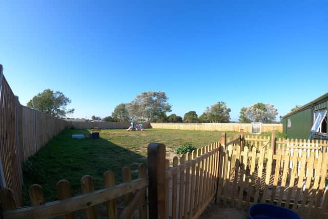 The outdoor play area at Farmyard Fidos