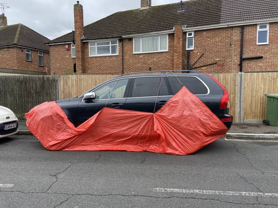 A 'fox-proofed' car in Spencer's Road, Horsham