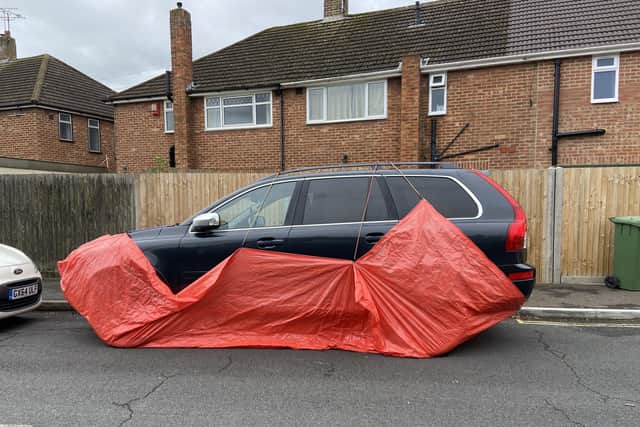 A 'fox-proofed' car in Spencer's Road, Horsham