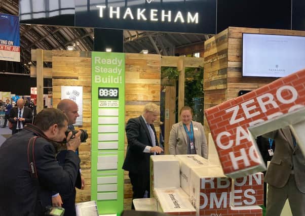 Boris Johnson at Thakeham's stand at the Conservative Party Conference in Manchester