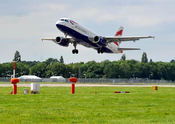 A plane taking off at Gatwick. Pic by Steve Robards