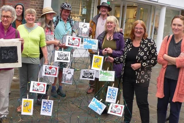 Climate campaigners at an eco printing session in Chichester