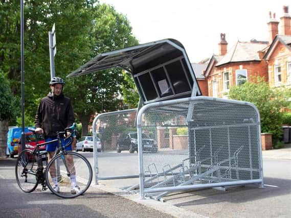 An example of what the bicycle hangars would look like