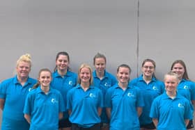 The Mid Sussex Marlins team that travelled to Sheffield. From left: Player/coach Lucy Fox, Lottie Apps, goalkeeper Maddie Calthrop, Annabel Hogbin, Amy Styles, captain Lauren Hand, Maisie Standen, Becky Smith and Lillie Standen. Eve Tidy and Giulia Villar-Alario also travelled but are not pictured