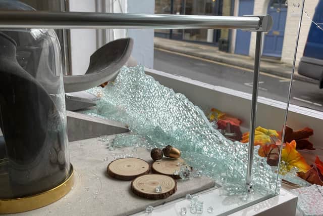 Damage done to one of the window displays