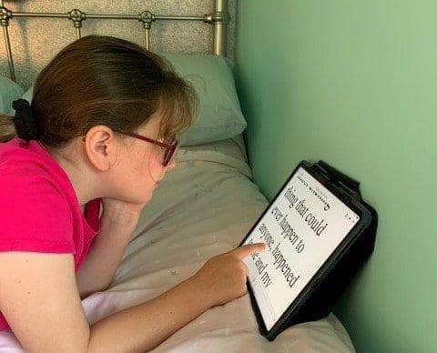 Jessica Hardy, 11, from Shoreham enjoys reading, thanks to the RNIB Bookshare scheme