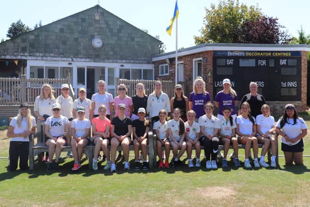 The line-up for the historic women's match at Ditchling CC